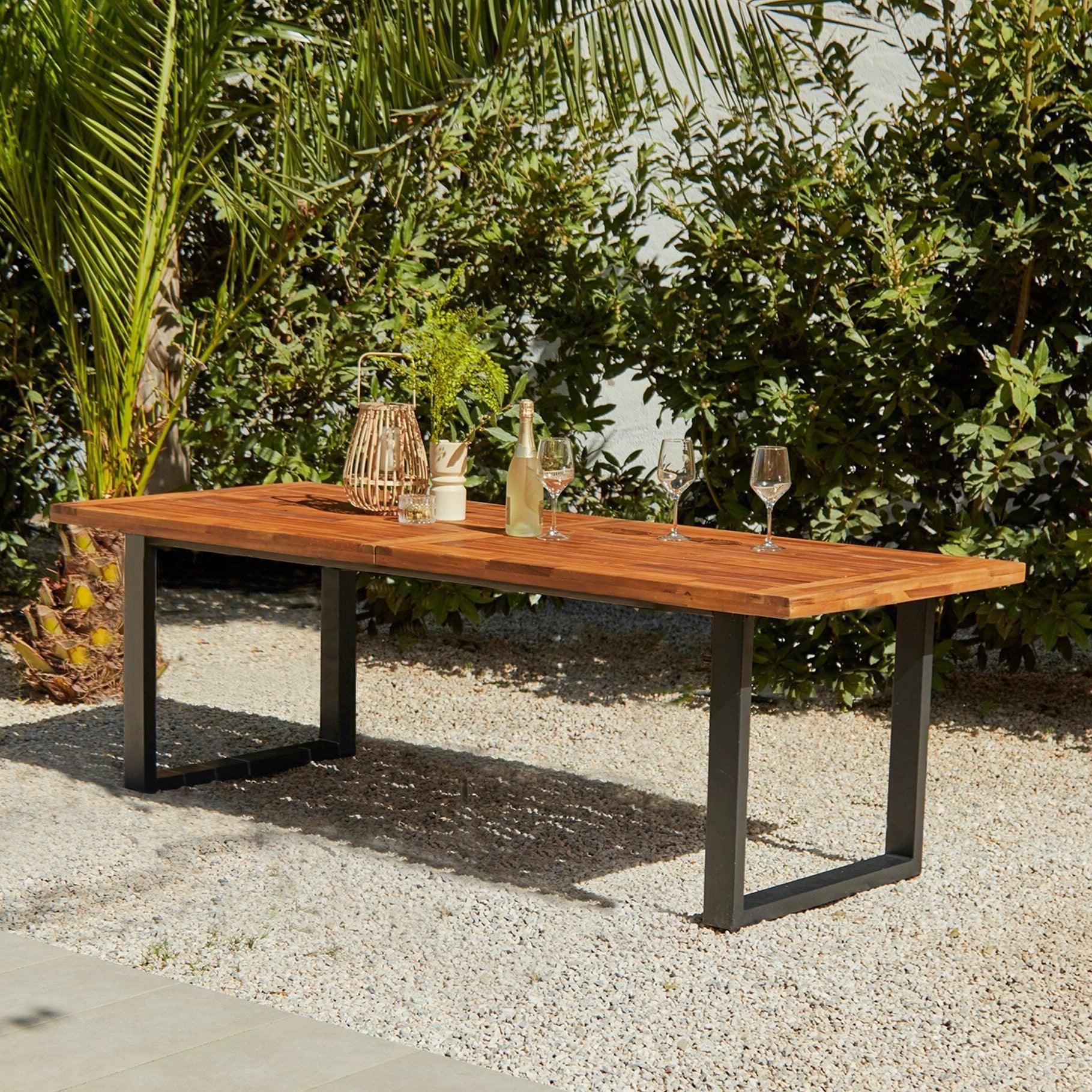Hali 8 Seater Steel Acacia Top Dining Table 235cm - Laura James
