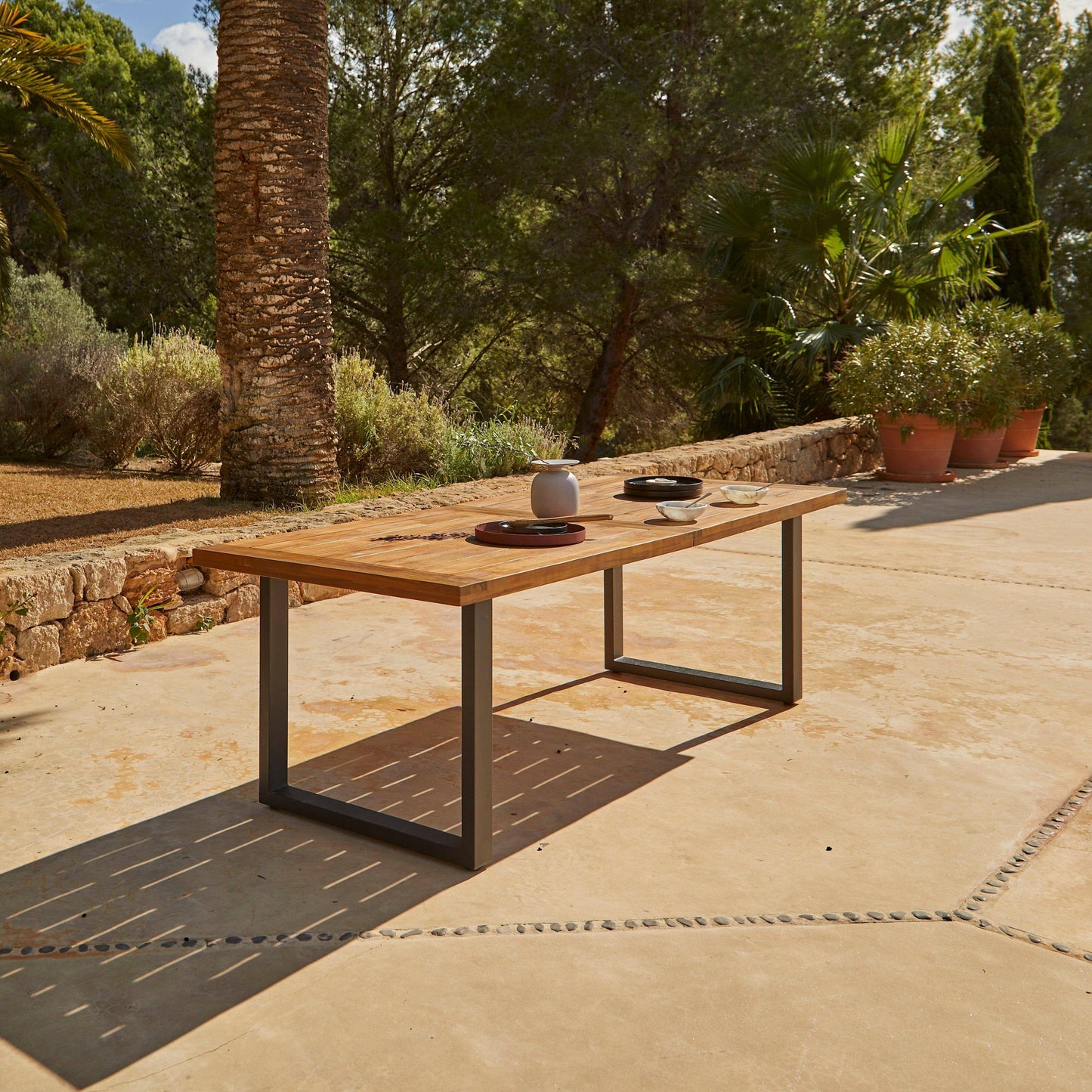Hali 8 Seater Wooden Outdoor Dining Set with Hali Black Chairs - 235cm