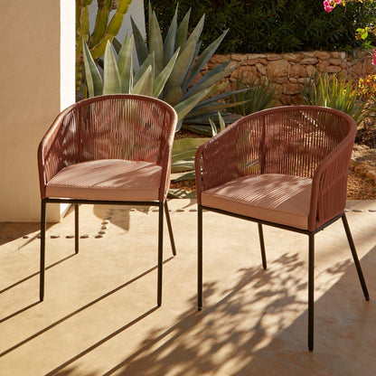 Hali Clay Pink Rope Chair with Cushions - Set of 2 - Laura James