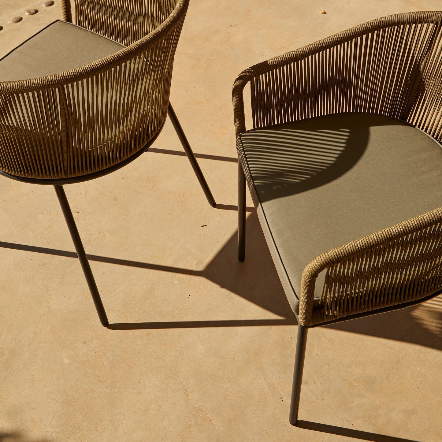 Hali Khaki Green Rope Chair with Cushion - Set of 2