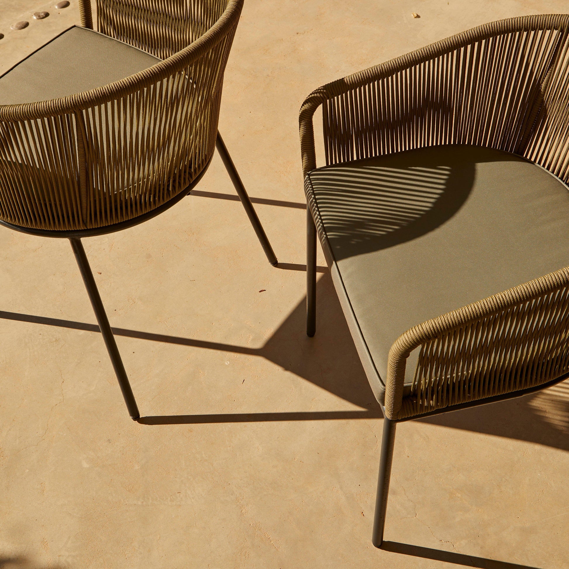 Hali Khaki Green Rope Chair with Cushion - Set of 2