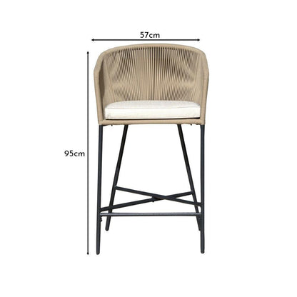 Hali Natural Rope Garden Bar Stool with Cushion