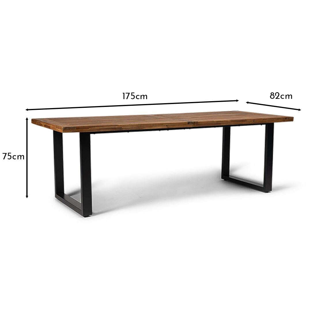 Hali 6 Seater Steel Acacia Top Dining Table 175cm