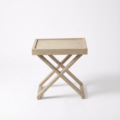 Akira Brushed Light Acacia Side Table - Laura James