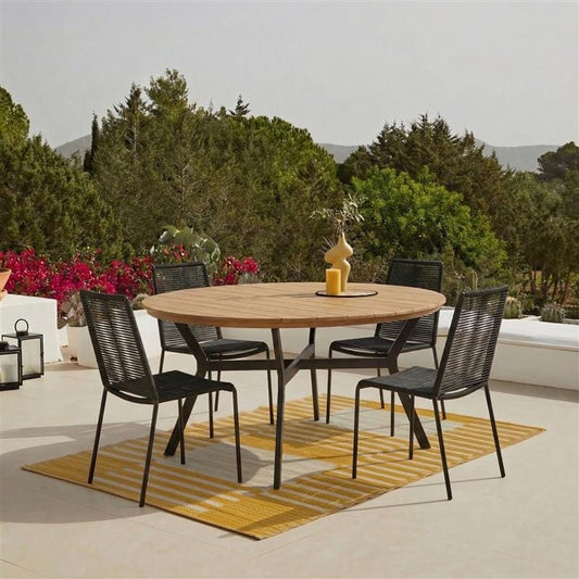 Ezra 4 Seater Round Wooden Garden Dining Set with 4 Ryder - Laura James
