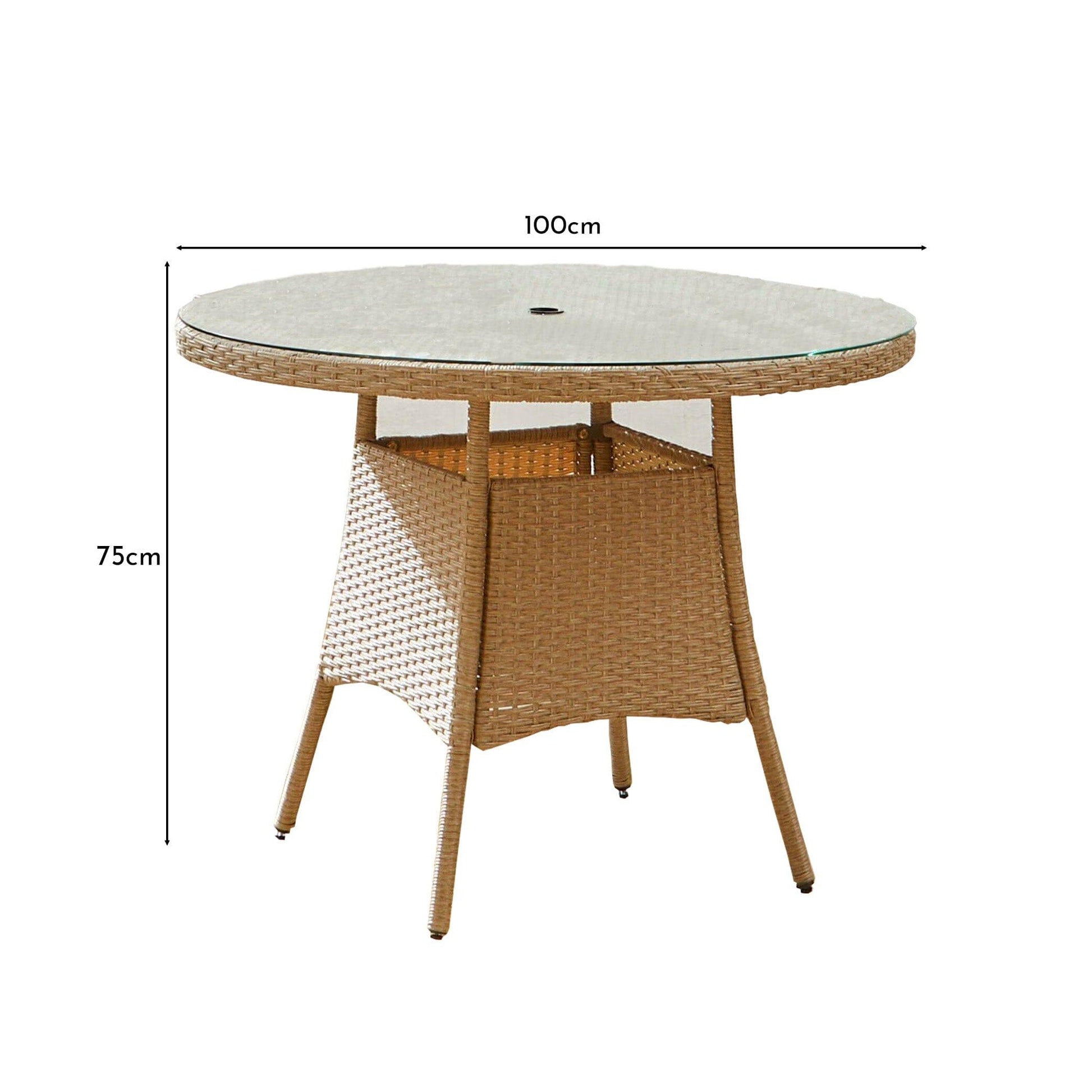 Kemble 4 Seater Outdoor Round Dining Table - Natural Brown - Laura James