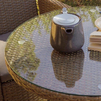 Kemble 2 Seater Rattan Garden Bistro Outdoor Dining Set - Natural Brown