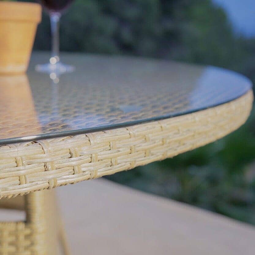 Kemble 2 Seater Rattan Garden Bistro Outdoor Dining Set - Natural Brown