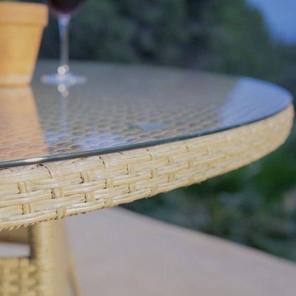 Kemble 2 Seater Rattan Garden Bistro Outdoor Dining Set - Natural Brown