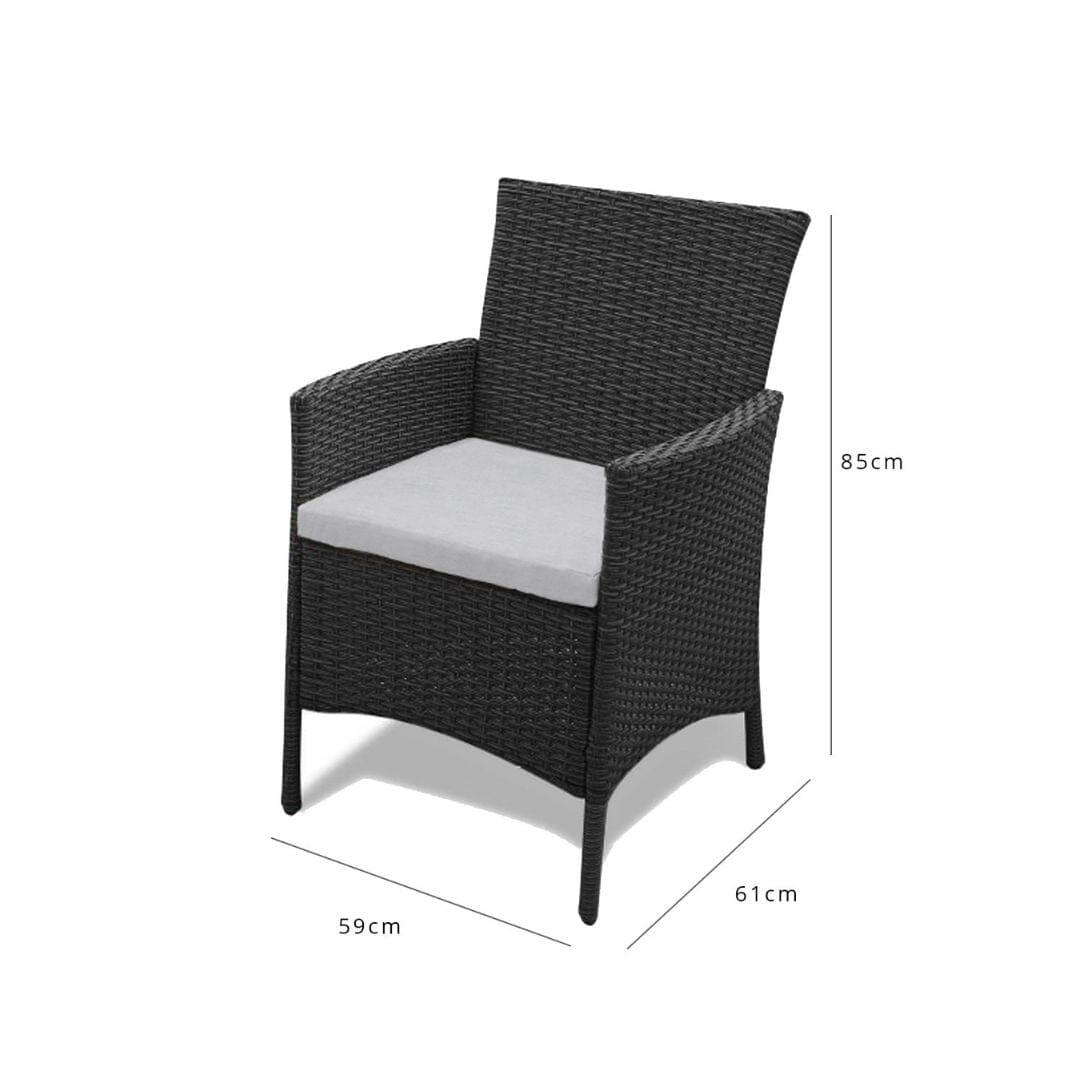 Kemble 4 Seater Rattan Round Dining Table & Chair Set Black - Garden Furniture Outdoor