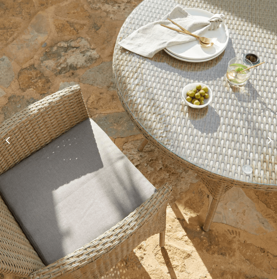 Kemble 4 Seater Rattan Round Outdoor Dining Table & Chair Set - Natural Brown - Laura James