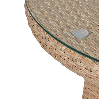 Kemble 4 Seater Rattan Round Outdoor Dining Table & Chair Set - Natural Brown - Laura James