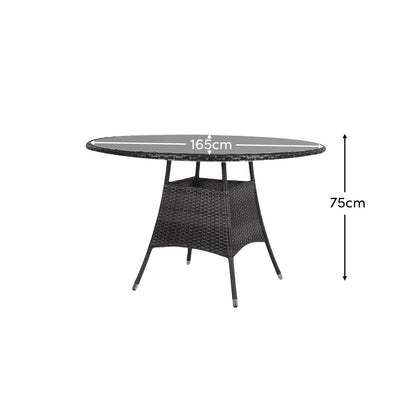 Kemble 8 Seat Outdoor Dining Table Clear Glass Top Black - Laura James