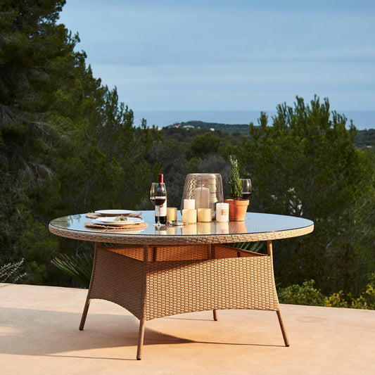 Kemble 8 Seater Rattan Dining Table - Natural Brown - Laura James