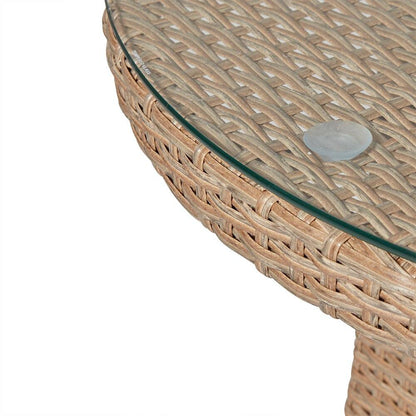 Kemble 8 Seater Rattan Round Dining Set with Grey Parasol - Natural Brown - Laura James