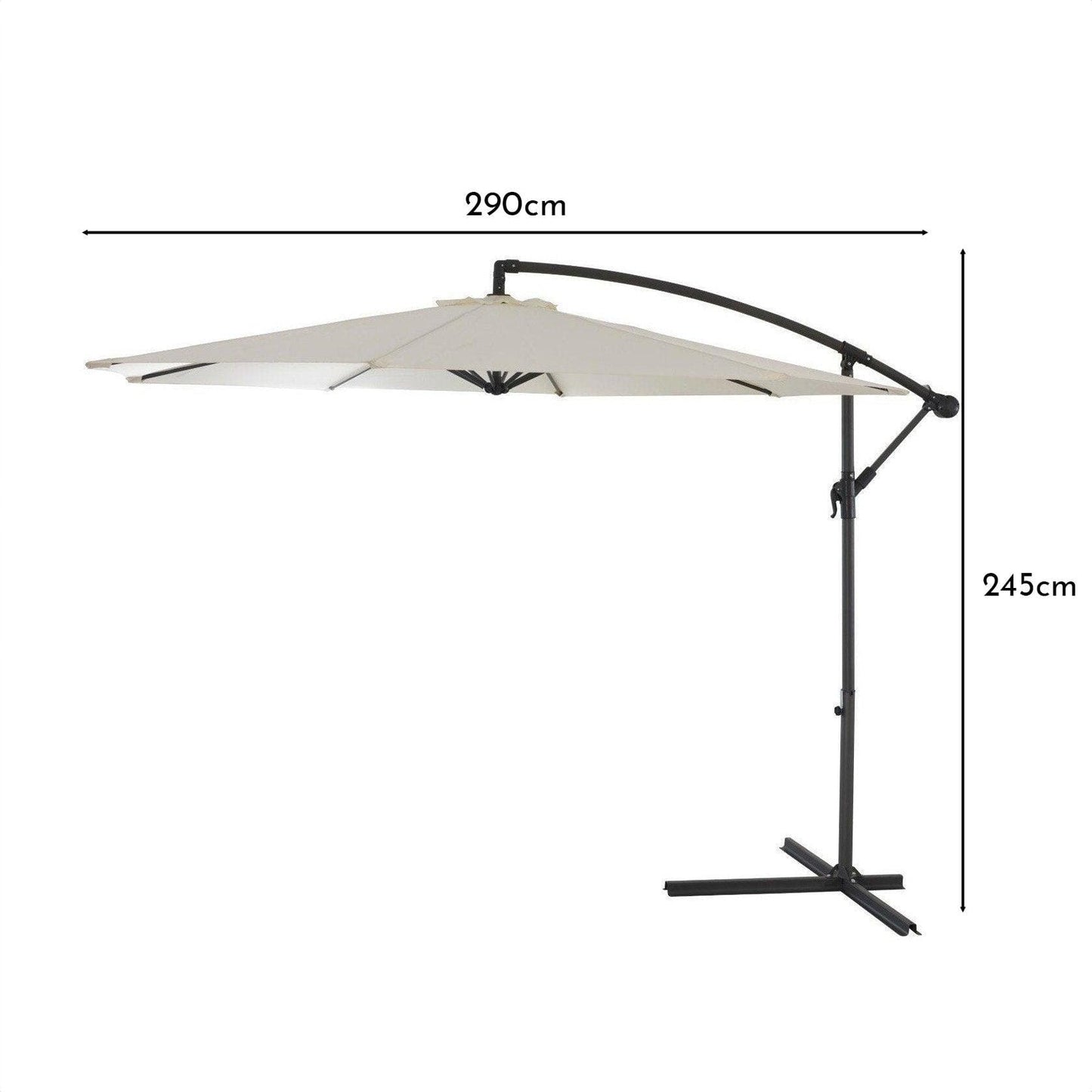 Cream LED Premium Cantilever Parasol - 2.4m Square with Quartered Black Base & Raincover