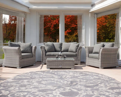 Lisbon 2 Seater Rattan Garden Sofa Set in Grey