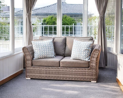 Lisbon 2 Seater Rattan Garden Sofa in Grey