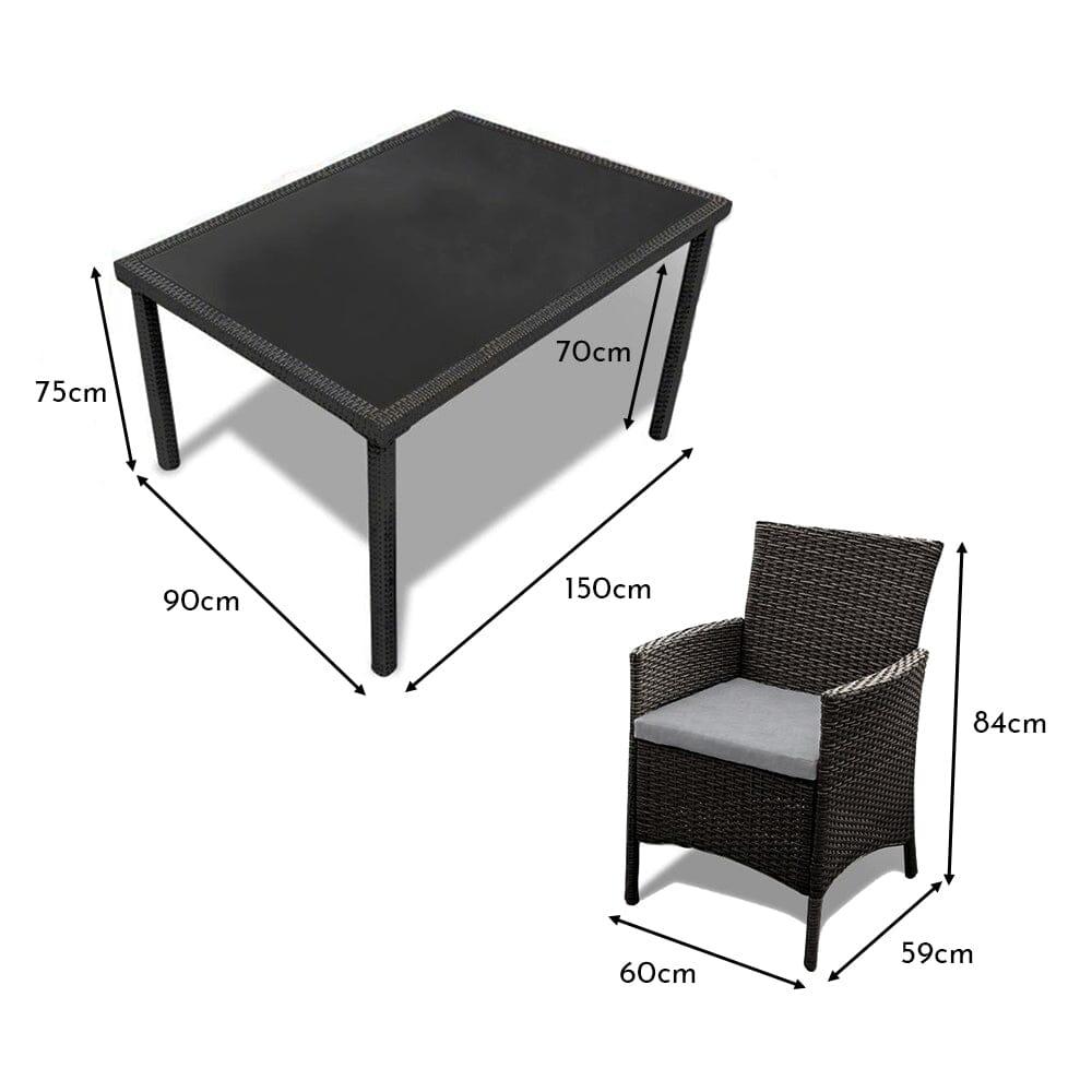 Marston 4 Seater Rattan Outdoor Dining Set - Rattan Garden Furniture - Black - Laura James