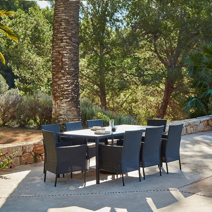 Marston 8 Seat Polywood Top Black Rattan Dining Set - Laura James