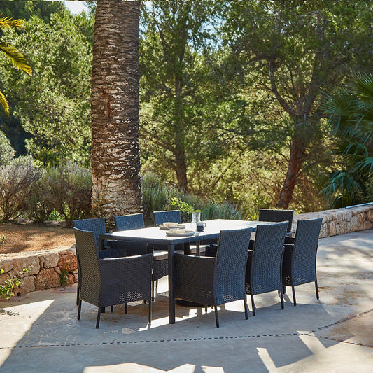 Marston 8 Seat Polywood Top Black Rattan Dining Set - Laura James