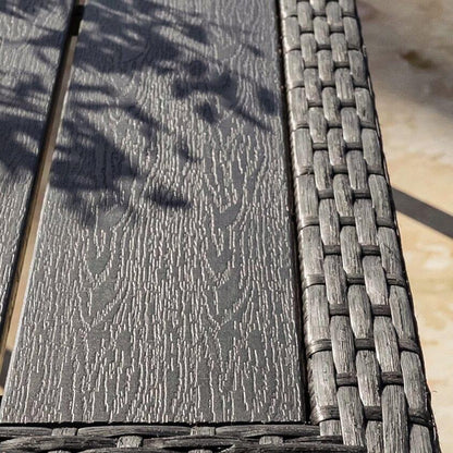 Marston 8 Seater Rattan Outdoor Dining Set - Rattan Garden Furniture - Black - Polywood Top - Laura James
