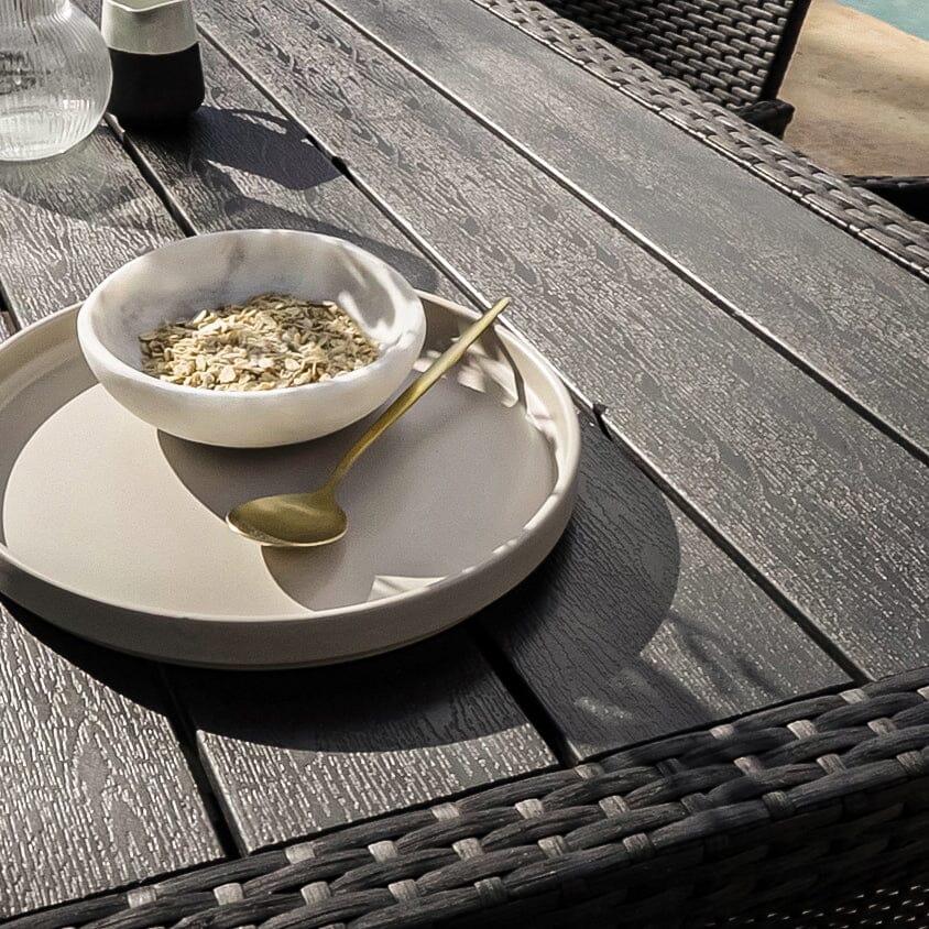 Marston 8 Seater Rattan Outdoor Dining Set - Rattan Garden Furniture - Black - Polywood Top - Laura James