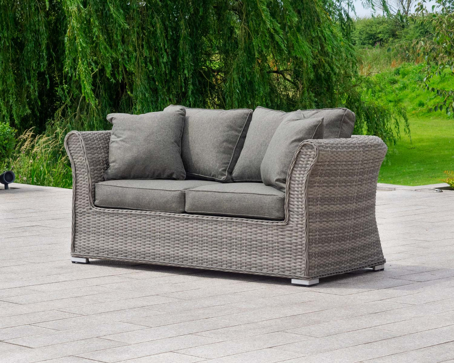 Lisbon 2 Seater Rattan Garden Sofa Set in Grey