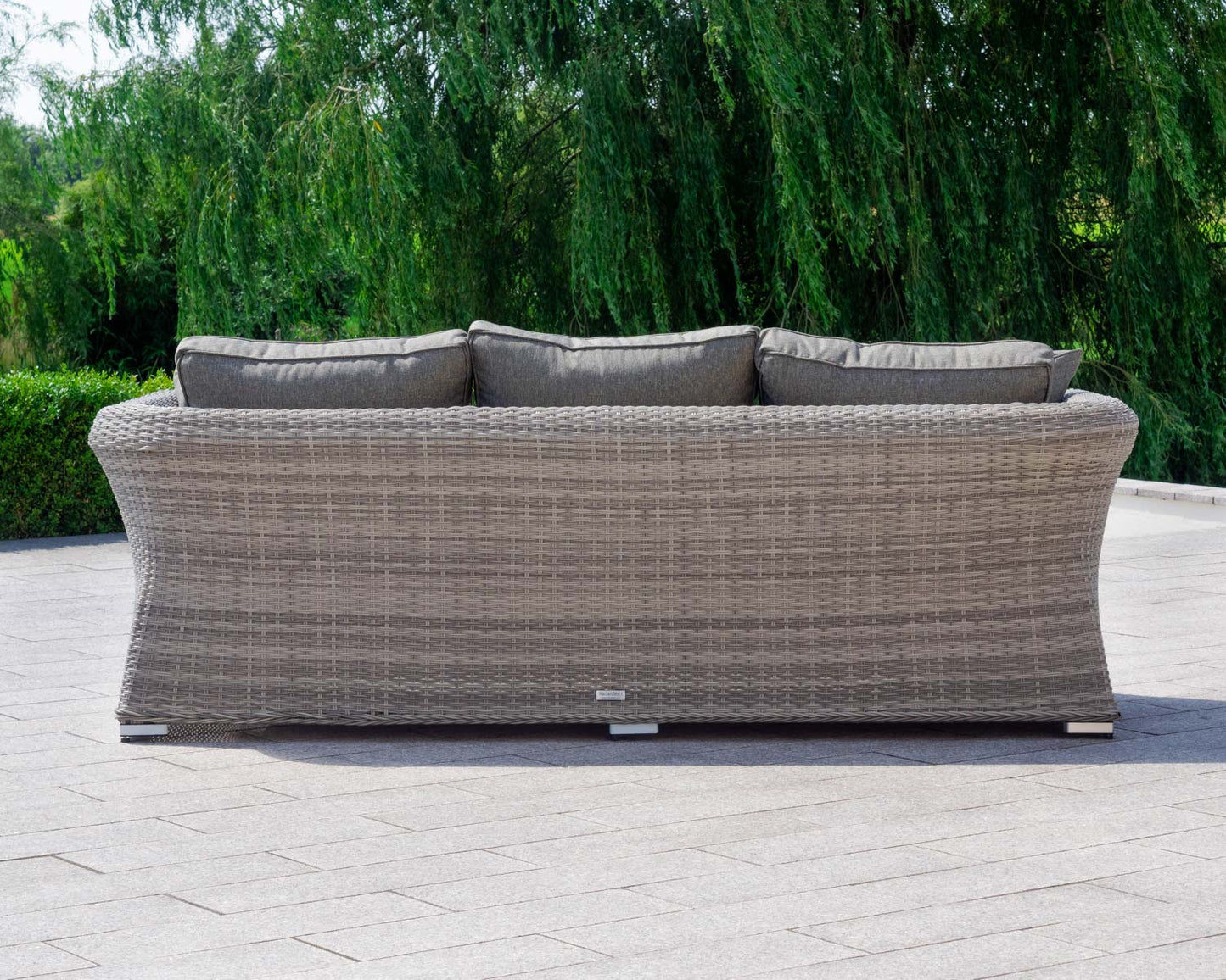 Lisbon 3 Seater Rattan Garden Sofa in Grey
