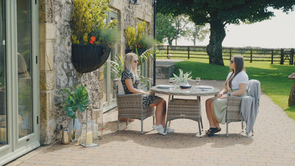 Cambridge 2 Rattan Chairs and Small Round Table Set in Grey