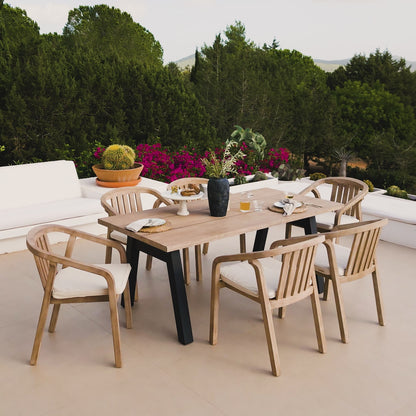 Palm 6 Seater Wooden Garden Dining Set with 6 Shiro Chairs - Laura James 