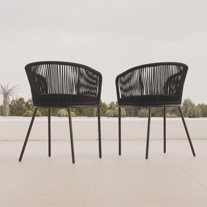 Hali Black Rope Chair with Cushions - Set of 2 - Laura James 