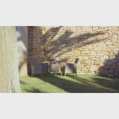 Kemble 2 Seater Rattan Garden Bistro Outdoor Dining Set - Natural Brown