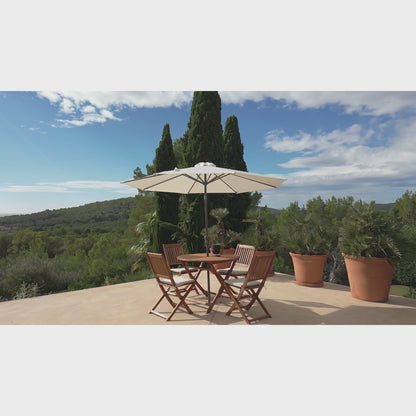 Ashby 4 Seater Round Wooden Garden Armchair Dining Set - 100cm