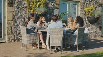 Cambridge 8 Rattan Chairs and Large Round Dining Table Set in Grey
