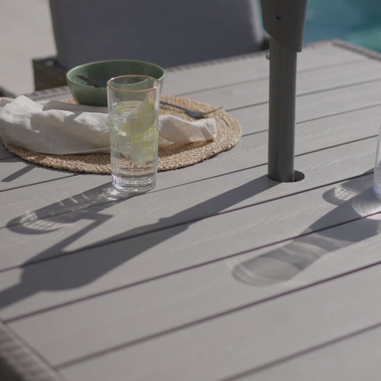 10 Seater Rattan Cube Outdoor Dining Set - Grey Weave Polywood Top