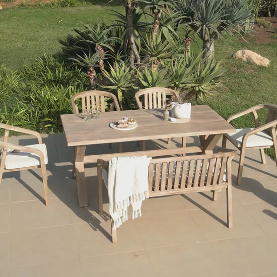 Charlotte 6 Seater Wooden Garden Dining Set with 4 Shiro Chairs & Bench
- Laura james 