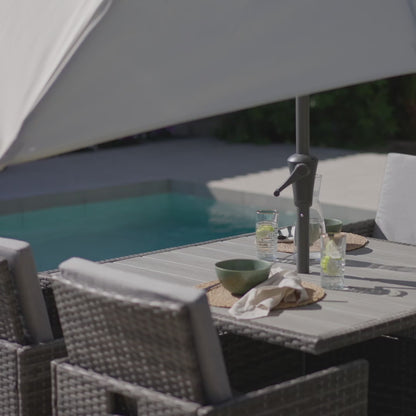 8 Seater Rattan Cube Outdoor Dining Set - Grey Weave Polywood Top