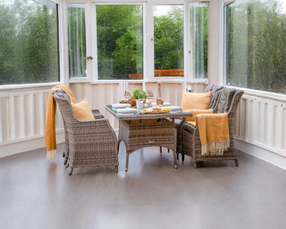 Riviera 4 Dining Chairs and Small Rectangular Dining Table in Grey