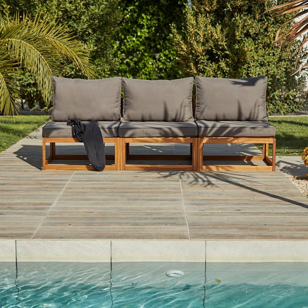 Rowan Grey 3 Seater Wooden Garden Sofa - Laura James