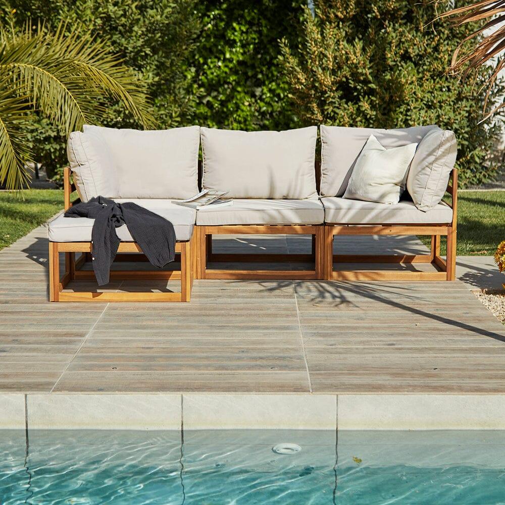 Rowan 3 Seater Garden Sofa with Footstool - Natural