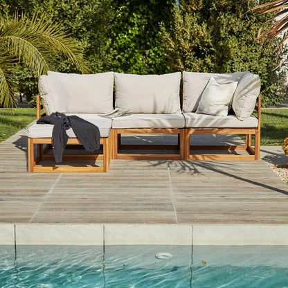 Rowan 3 Seater Garden Sofa with Footstool - Natural