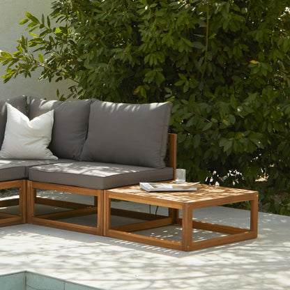 Rowan 4 Seater Wooden Garden Chaise Corner Sofa Set - Grey - Laura James