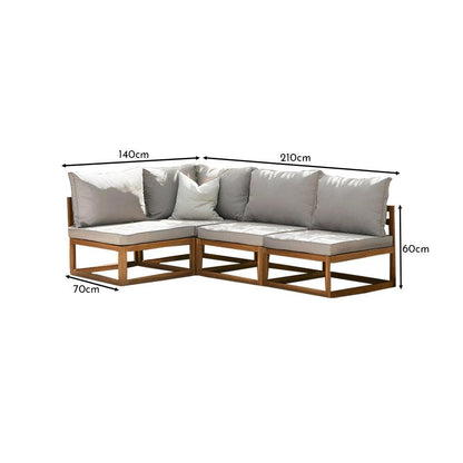 Rowan 4 Seater Wooden Garden Corner Sofa - Natural - Laura James
