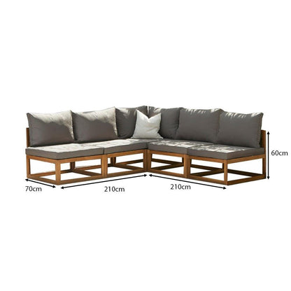 Rowan 5 Seater Wooden Garden Corner Sofa - Natural - Laura James