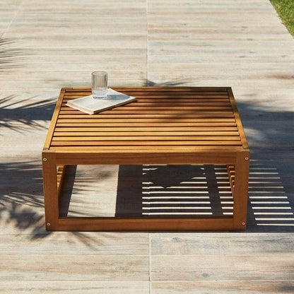 Rowan 6 Seater Wooden Garden Chaise Corner Sofa Set with Coffee Table - Grey - Laura James
