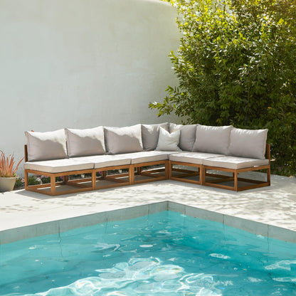 Rowan Natural 6 Seater Wooden Corner Sofa - Laura James