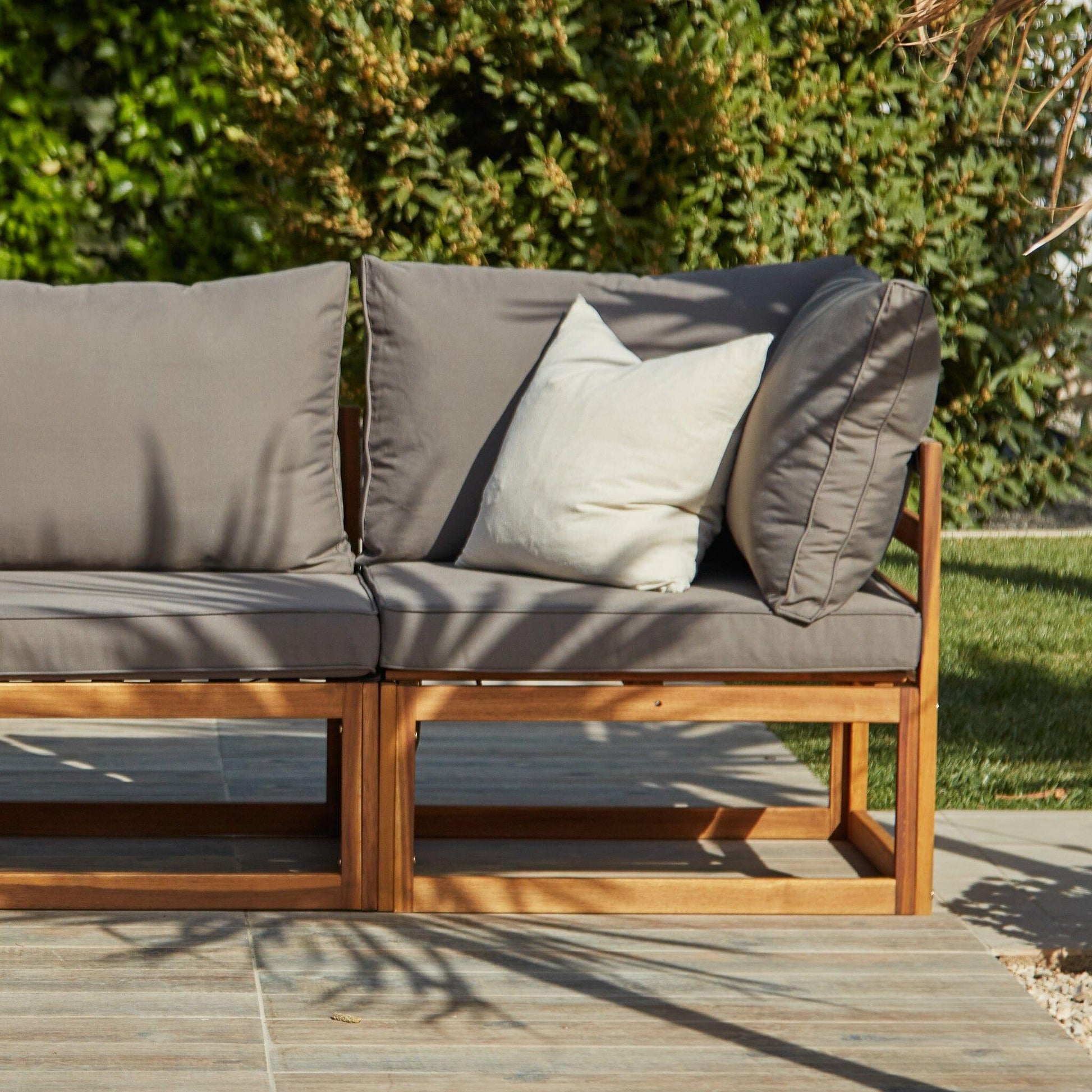 Rowan Grey 4 seater Chaise wooden sofa set with coffee table - Laura James