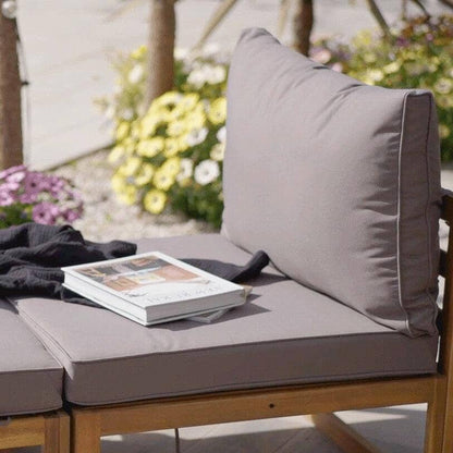 Rowan 6 Seater Wooden Garden Chaise Corner Sofa Set - Grey
