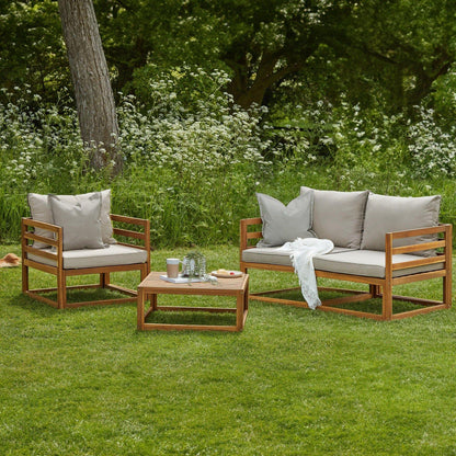 Rowan Natural Armchair with 2-Seater Sofa and Coffee Table Set - Laura James